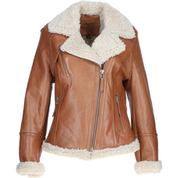 Premium Women's Shearling Biker Jacket