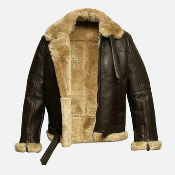 Men’s B3 Brown Shearling Aviator Leather Jacket