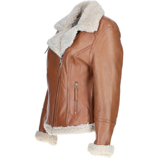 Premium Women's Shearling Biker Jacket