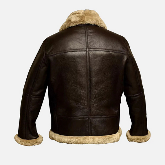 Men’s B3 Brown Shearling Aviator Leather Jacket