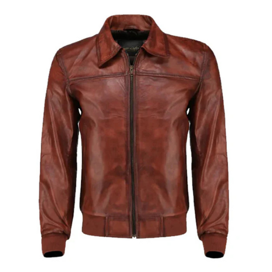 Men's Brown Boyd's Rust Bomber Leather Jacket