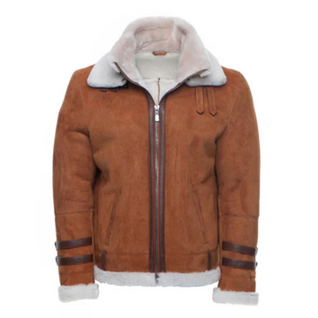 Men's Brown Hagan's Bomber Suede Shearling Jacket