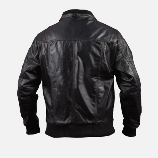 Men’s Classic MA-2 Aviator Black Bomber Leather Jacket