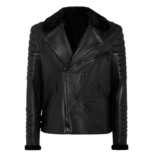Men's Armored Shearling Motorcycle Jacket