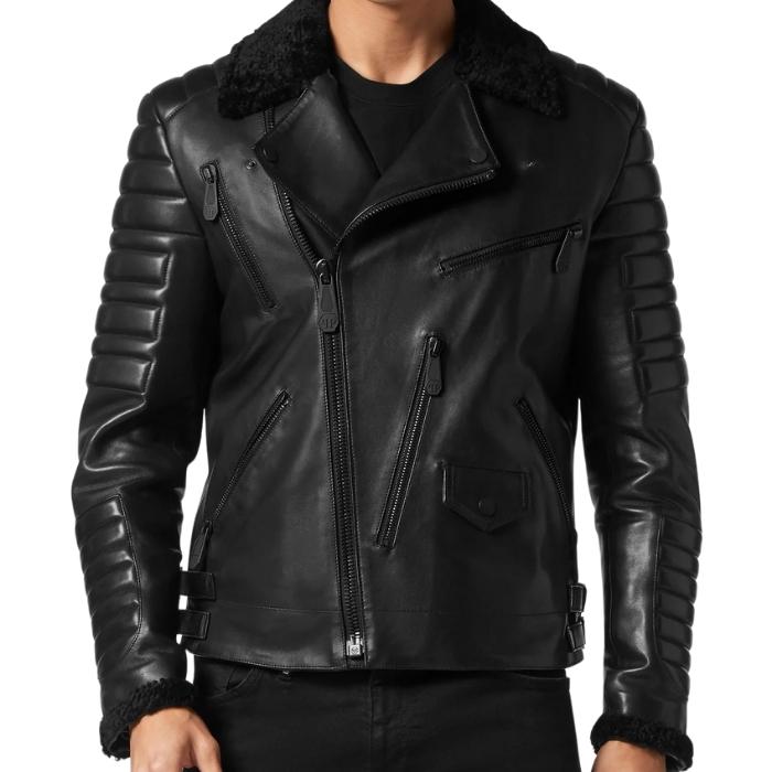 Men's Armored Shearling Motorcycle Jacket