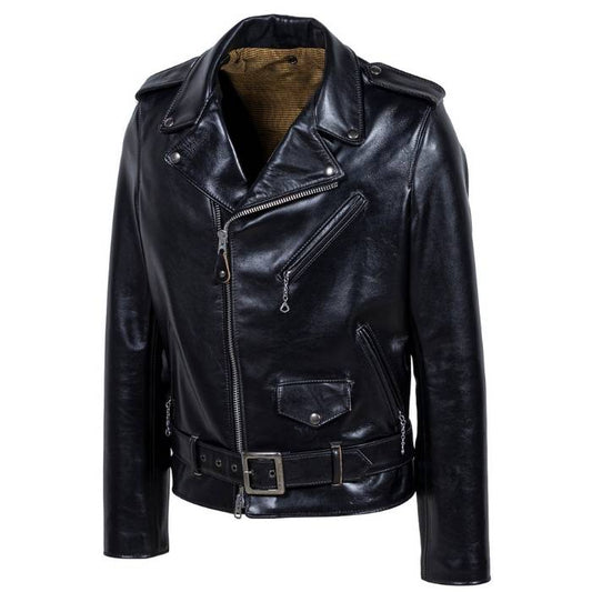Men's Black Vanguard Leather Biker Jacket