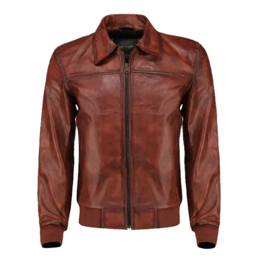 Men's Brown Boyd's Rust Bomber Leather Jacket
