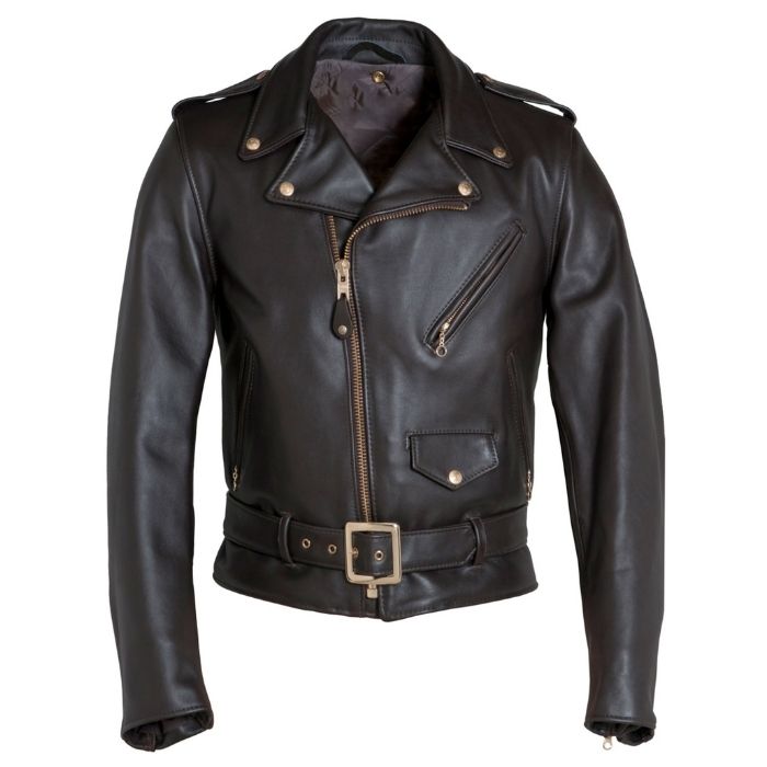 Men's Rebel-Style Belted Leather Biker Jacket