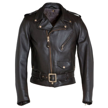 Men's Rebel-Style Belted Leather Biker Jacket