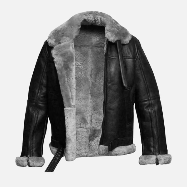 Men’s B3 Black Shearling Aviator Leather Jacket