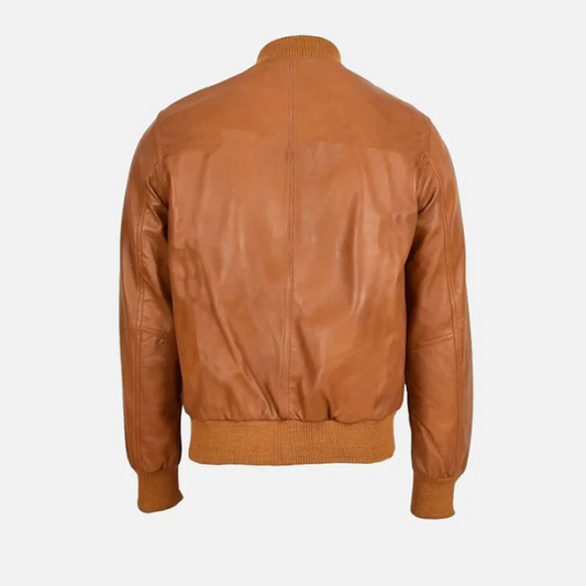 Men’s MA1 Brown Bomber Leather Jacket